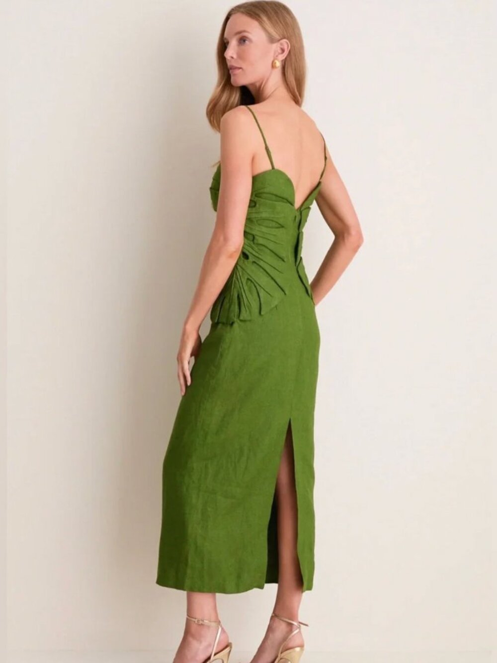 NWT Farm Rio Green Monstera Leaf Sleeveless Maxi Dress - Picture 2 of 5